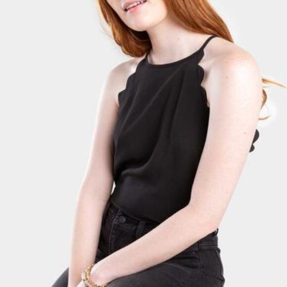FRANCESCA’S Cree Black Scallop High Neck Camisole Tank Top, XS, NWT! - Picture 10 of 10